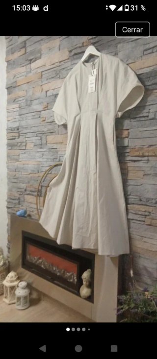 Vestido Zara popelín pliegues