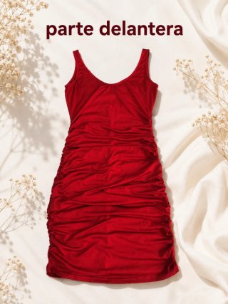 Vestido rojo ajustado fruncido talla S