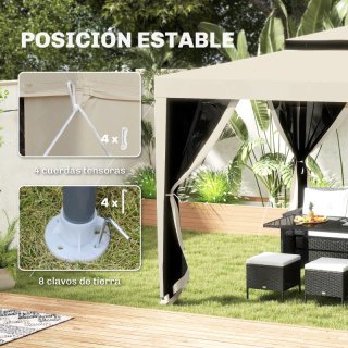 Carpa de Jardín 3x3m Beige y Negro