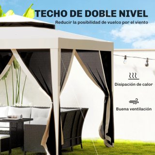 Carpa de Jardín 3x3m Beige y Negro