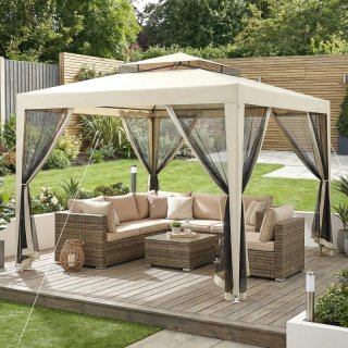 Carpa de Jardín 3x3m Beige y Negro