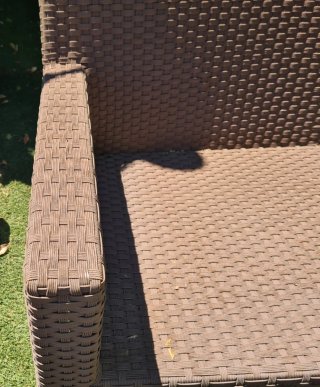 Sofá 190  y mesa 60x60,de jardín, ratán marrón