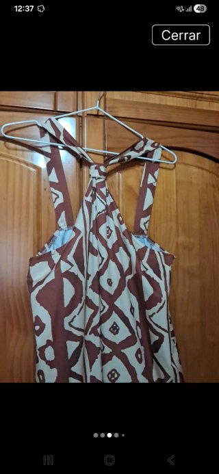 Vestido estampado beige y marrón