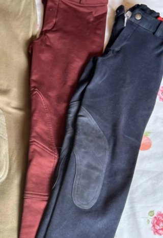 Pantalones niña equitación azul y rojo