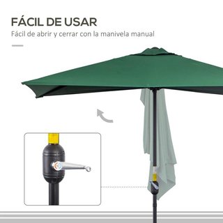 Parasol Pared Media Sombrilla con Manivela Verde