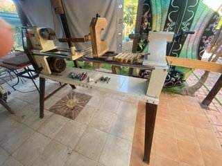 Torno madera grande + herramientas