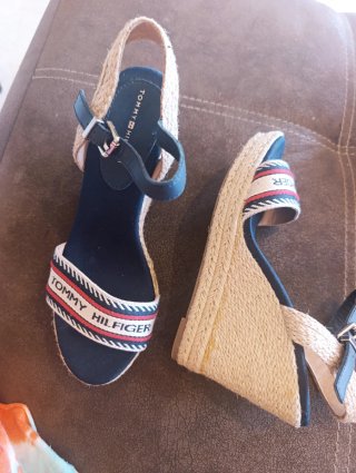 Sandalias Tommy Hilfiger Cuña Esparto Azul nr 38