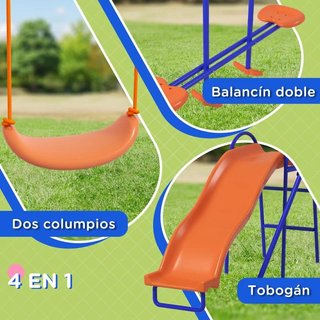 Columpio Infantil 4en1 con Tobogán Multicolor