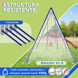 Columpio Infantil 4en1 con Tobogán Multicolor