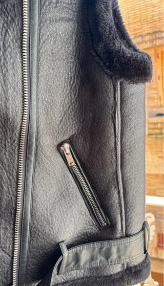 Chaleco Zara Negro Pelo