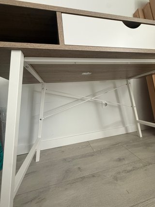 Escritorio Nórdico Madera y Metal Blanco