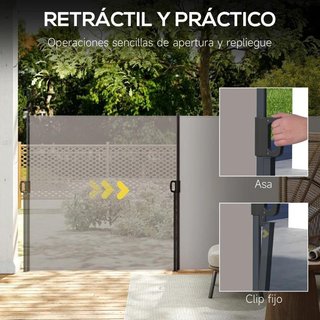 Toldo Lateral Retráctil Anti UV Privacidad Gris