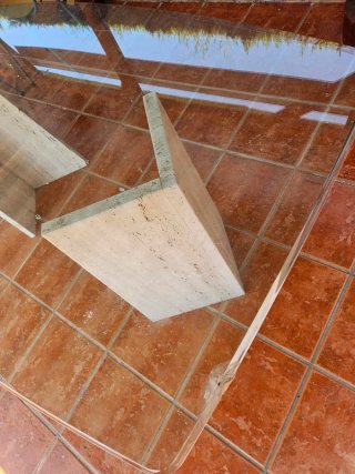 Tavolo da Giardino in Cristallo e Pietra 175x90 Marmo