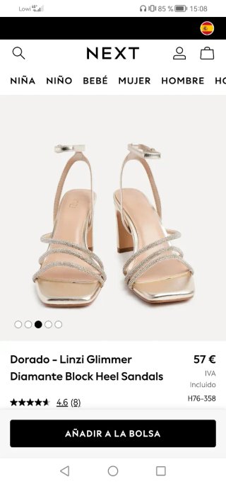 Sandalias de Tacón Doradas Linzi Glimmer Talla 38