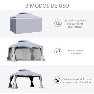 Cenador Jardín 4x3 Aluminio UPF50+