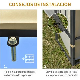 Cenador Pared 4x3 con Cortinas y Malla Beige