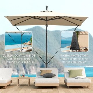 Sombrilla Parasol Excéntrica 360° Caqui