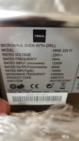 Microondas integrable Teka Grill MWE 225 FI