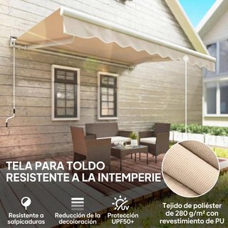 Toldo Retráctil 295x250 Manivela Ajustable Crema