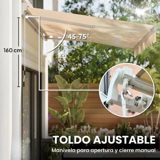 Toldo Retráctil 295x250 Manivela Ajustable Crema