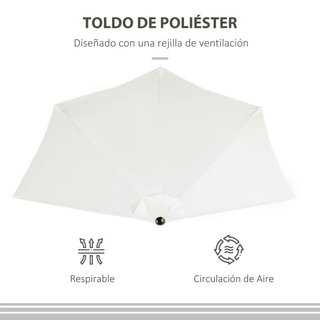Parasol Sombrilla Semicircular Manivela Crema