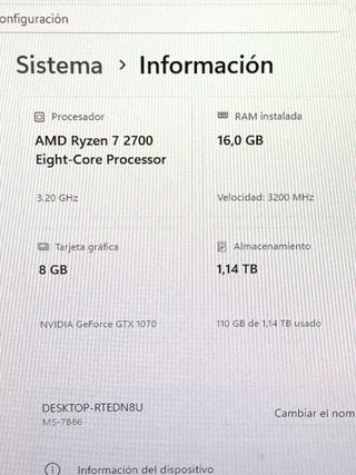PC Gaming Ryzen 7 2700 / 16GB Ram / GTX 1070 8GB