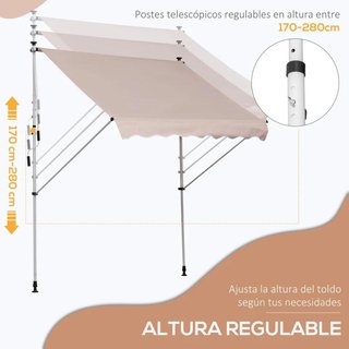 Toldo Manual 200x150 Ajustable Manivela Beige