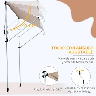 Toldo Manual 200x150 Ajustable Manivela Beige