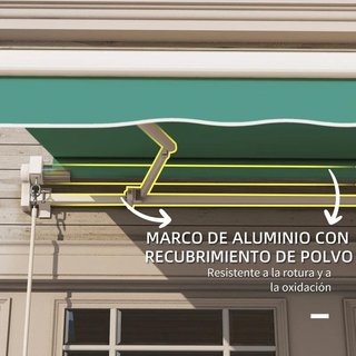 Toldo Pared Brazo Articulado Manivela Verde 295cm