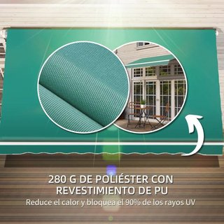 Toldo Pared Brazo Articulado Manivela Verde 295cm