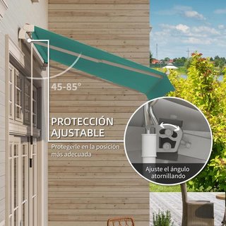 Toldo Pared Brazo Articulado Manivela Verde 295cm