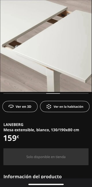 Mesa extensible IKEA LANEBERG blanca