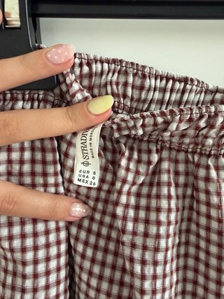 Pantalón estampado cuadros voluminoso