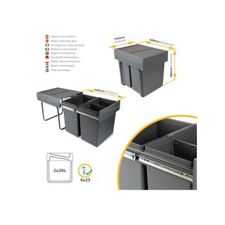 EMUCA cubos basura reciclaje cocina extraíbles
