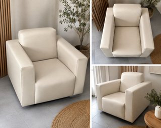 2 sillones modernos polipiel crema muy buen estado