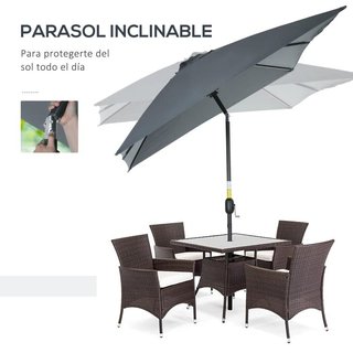 Sombrilla Parasol Aluminio 200x300 Inclinable Gris