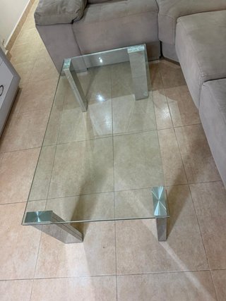 Mesa de centro cristal y metal