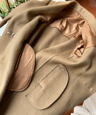 Abrigo Lana Vintage Beige Mujer