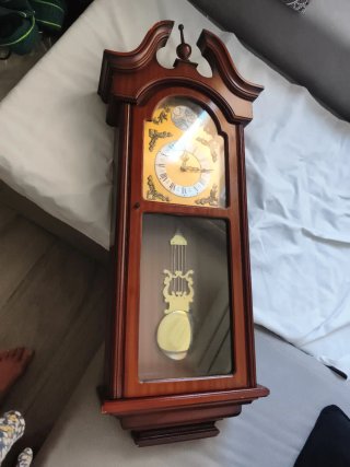 Reloj de Pared Antiguo Madera y Dorado