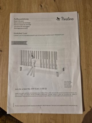 Cuna Pinolino madera y blanco
