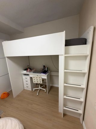 Cama Alta IKEA 3 en 1: Armario + Escritorio+ cama