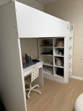Cama Alta IKEA 3 en 1: Armario + Escritorio+ cama