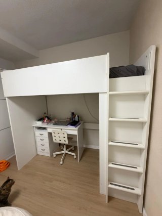 Cama Alta IKEA 3 en 1: Armario + Escritorio+ cama