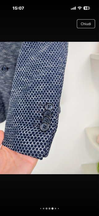 Blazer Porto Maltese cotone blu texture M