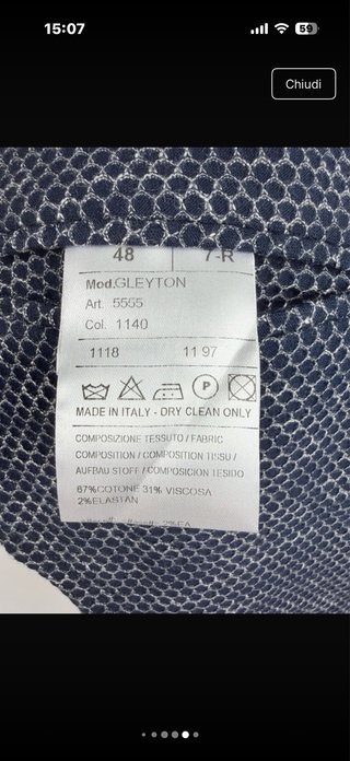 Blazer Porto Maltese cotone blu texture M