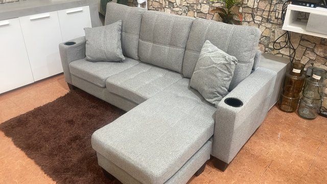 Sofá Gris Convertible Chaise Longue