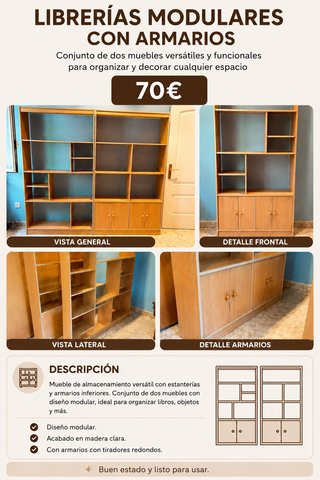 Librería modular con armarios