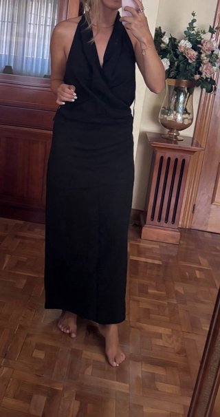 Vestido Zara Halter Espalda Descubierta Negro