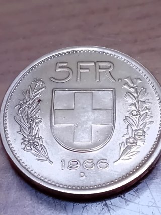Moneda 5 Francos Suizos Plata 900