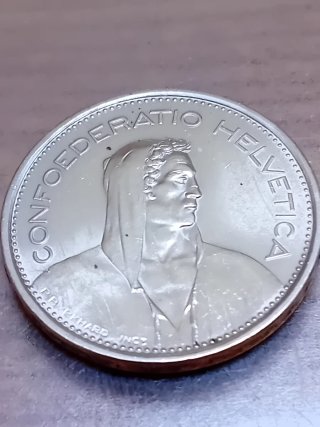 Moneda 5 Francos Suizos Plata 900